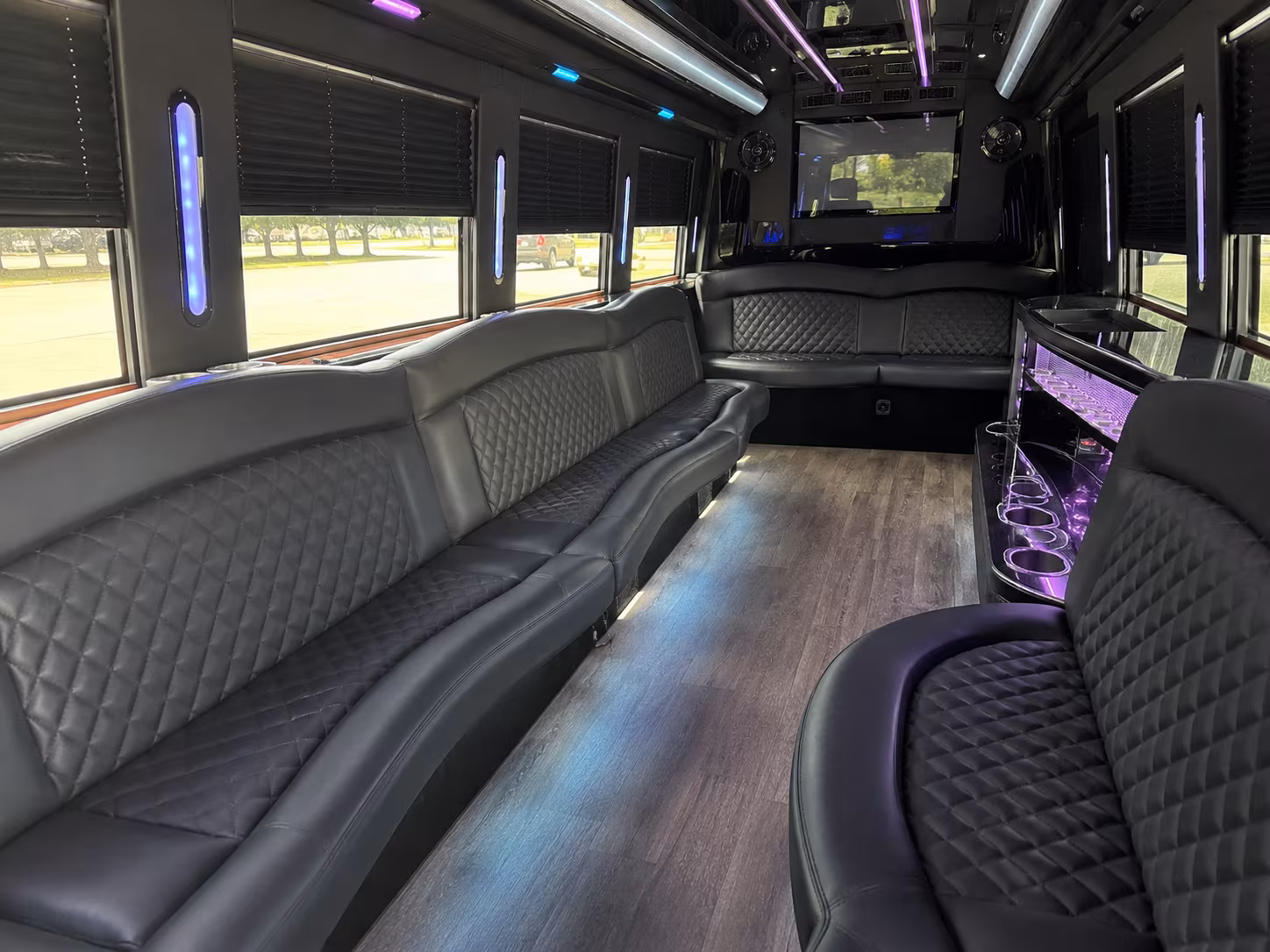 Virginia Beach Birthday, Sweet 16, & Quinceañera Transportation party bus interior
