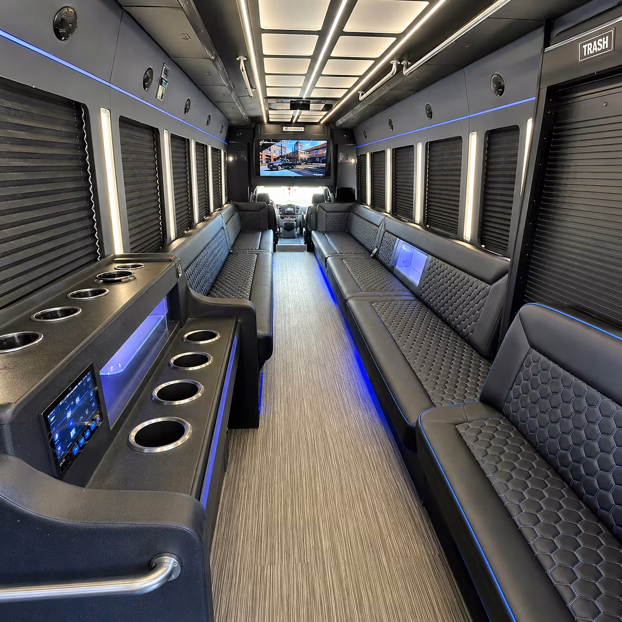Virginia Beach Birthday, Sweet 16, & Quinceañera Transportation party bus interior